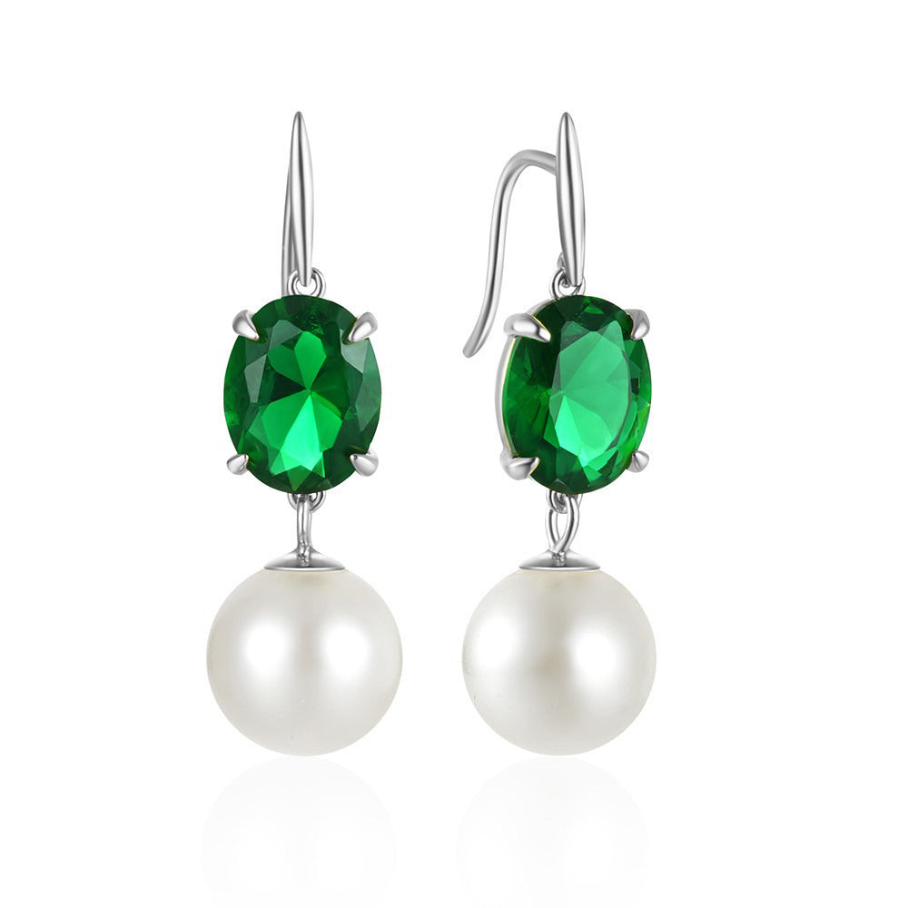 Hicksville Pearls & Emerald Green Silver Drops