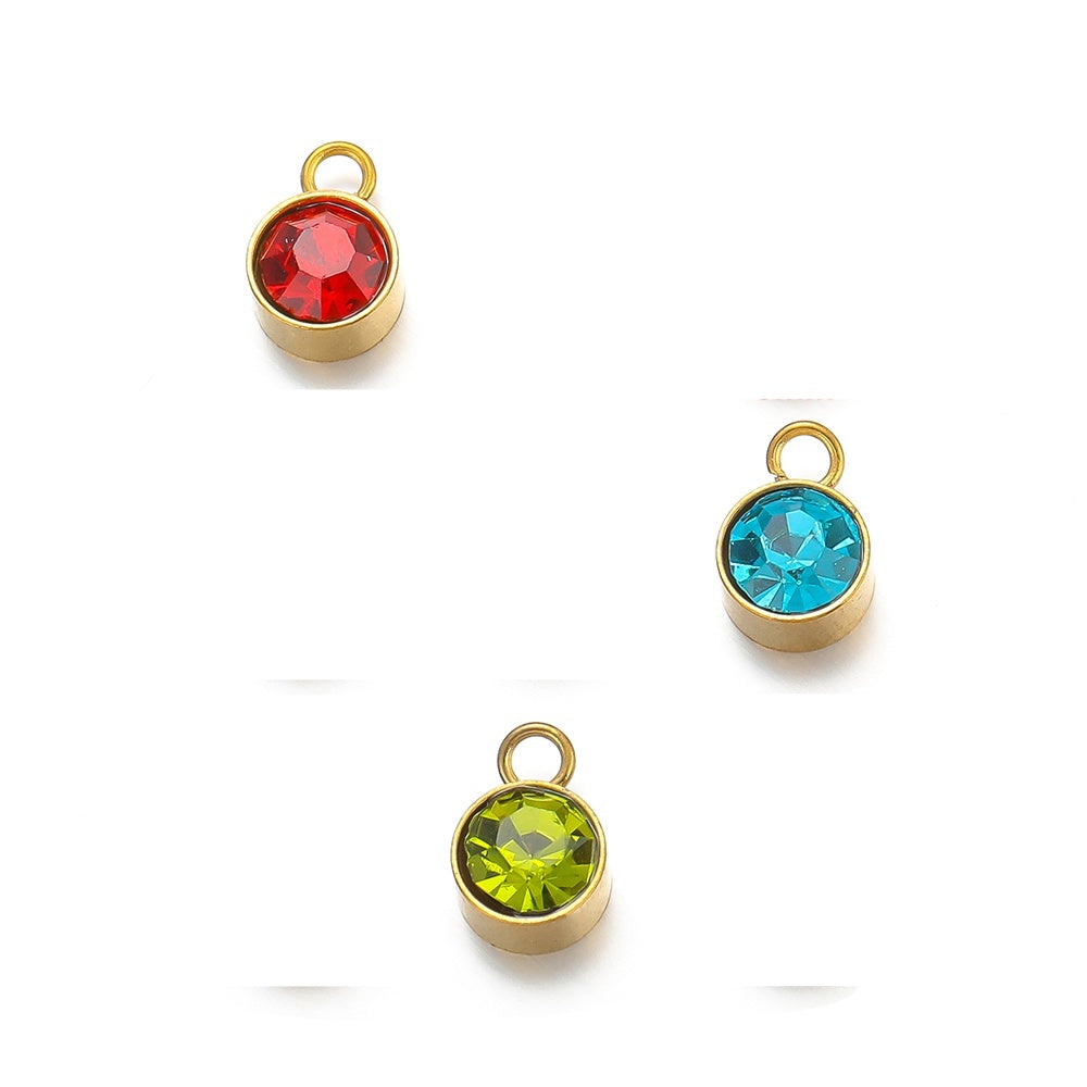 Cloda Waterproof  Round Gemstone Charms 6mm Gold