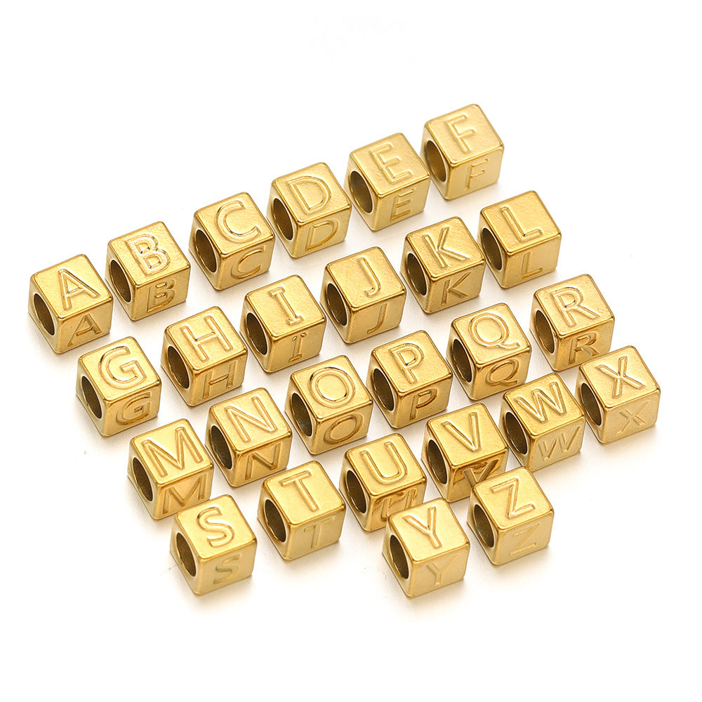 Orna Box Engraved Initial Alphabet Charm 7x7mm Gold