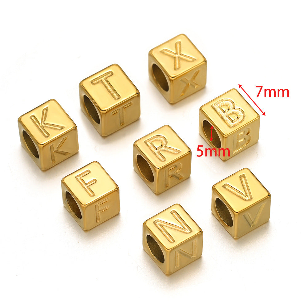 Orna Box Engraved Initial Alphabet Charm 7x7mm Gold
