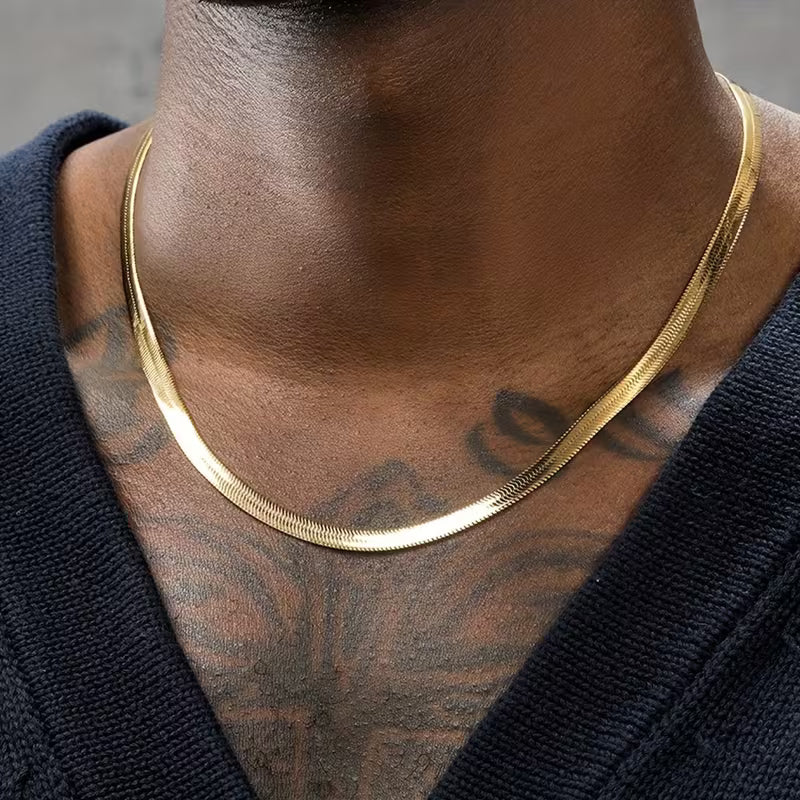 Saoirse 6mm wide Herringbone Chain Necklace 45+5cm