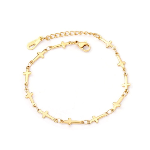 Honey Cross Faith Bracelet | Waterproof 18K Gold