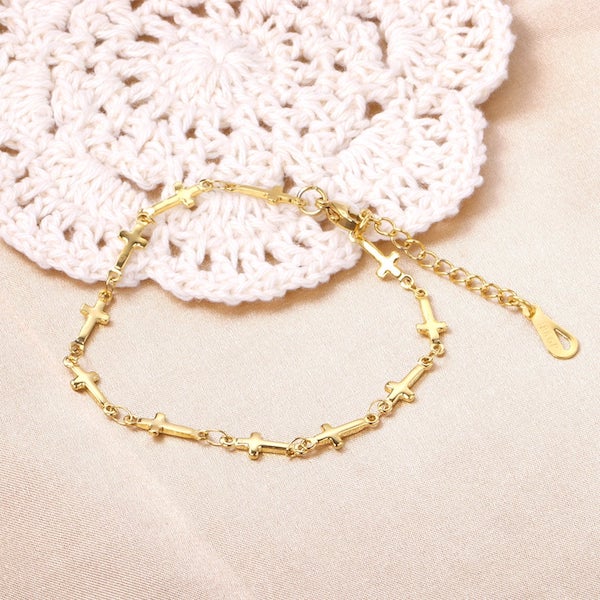 Honey Cross Faith Bracelet | Waterproof 18K Gold