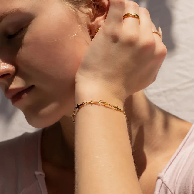 Honey Cross Faith Bracelet | Waterproof 18K Gold