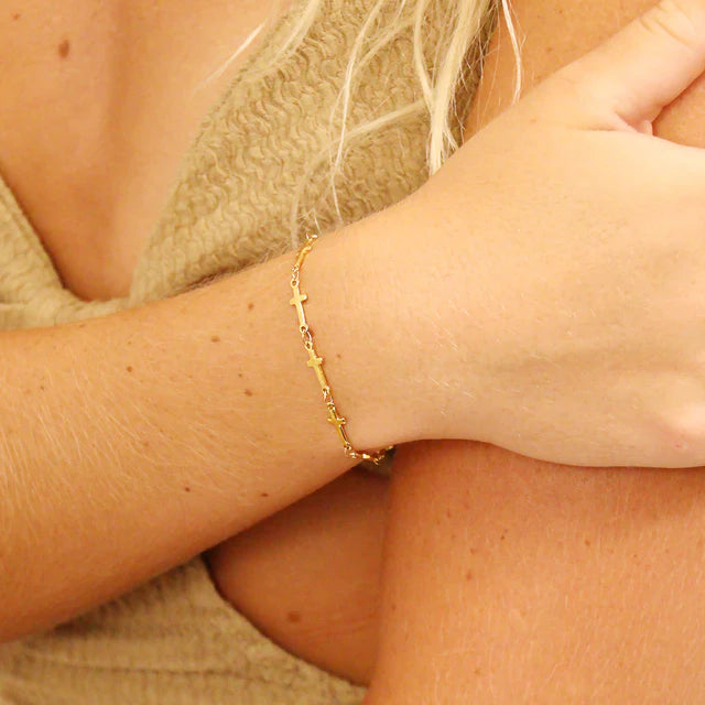 Honey Cross Faith Bracelet | Waterproof 18K Gold