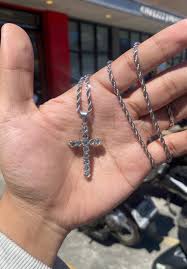 Amaila CZ Diamond Cross Necklace | Waterproof Silver