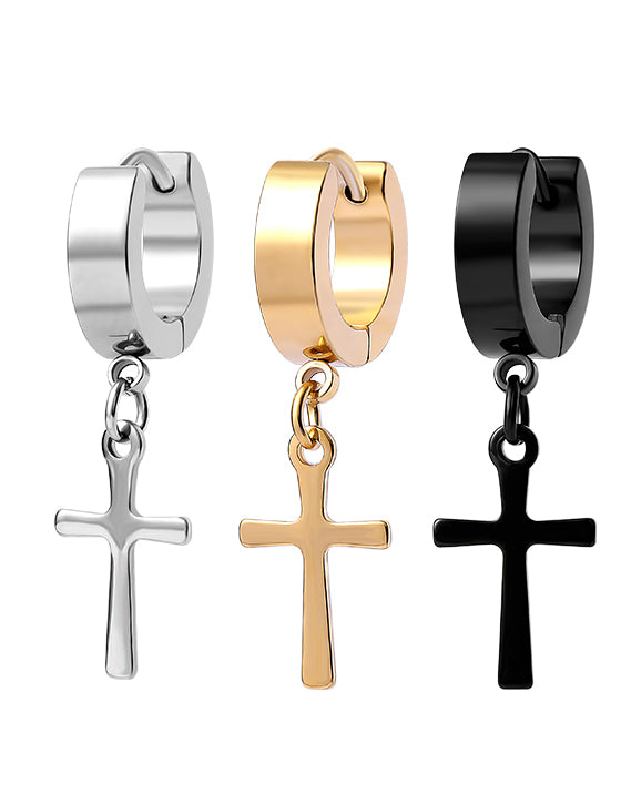 Samara Cross Hoops | Waterproof 18k Gold, Silver & Black