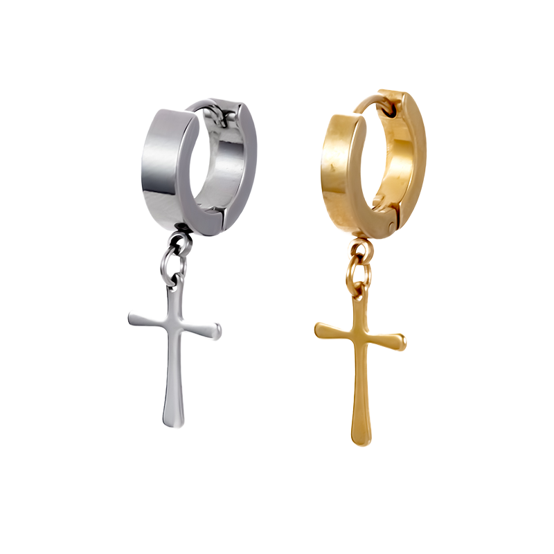 Samara Cross Hoops | Waterproof 18k Gold, Silver & Black