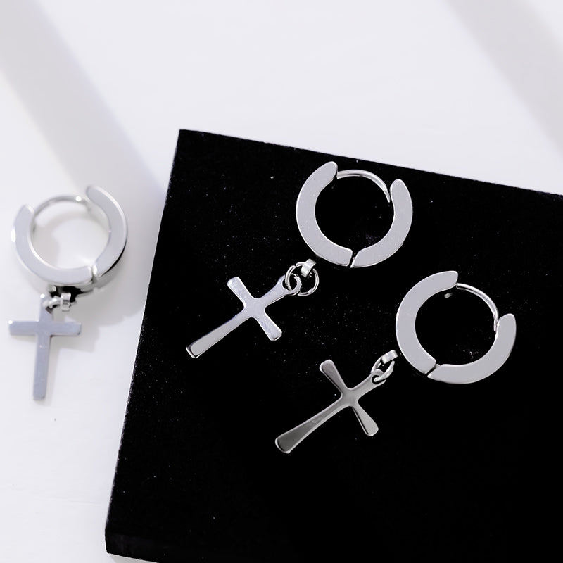 Samara Cross Hoops | Waterproof 18k Gold, Silver & Black