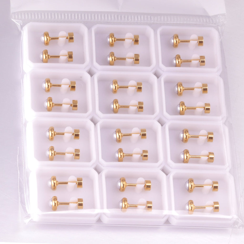 Clara Mother of Pearl Flat Back Studs -Gold