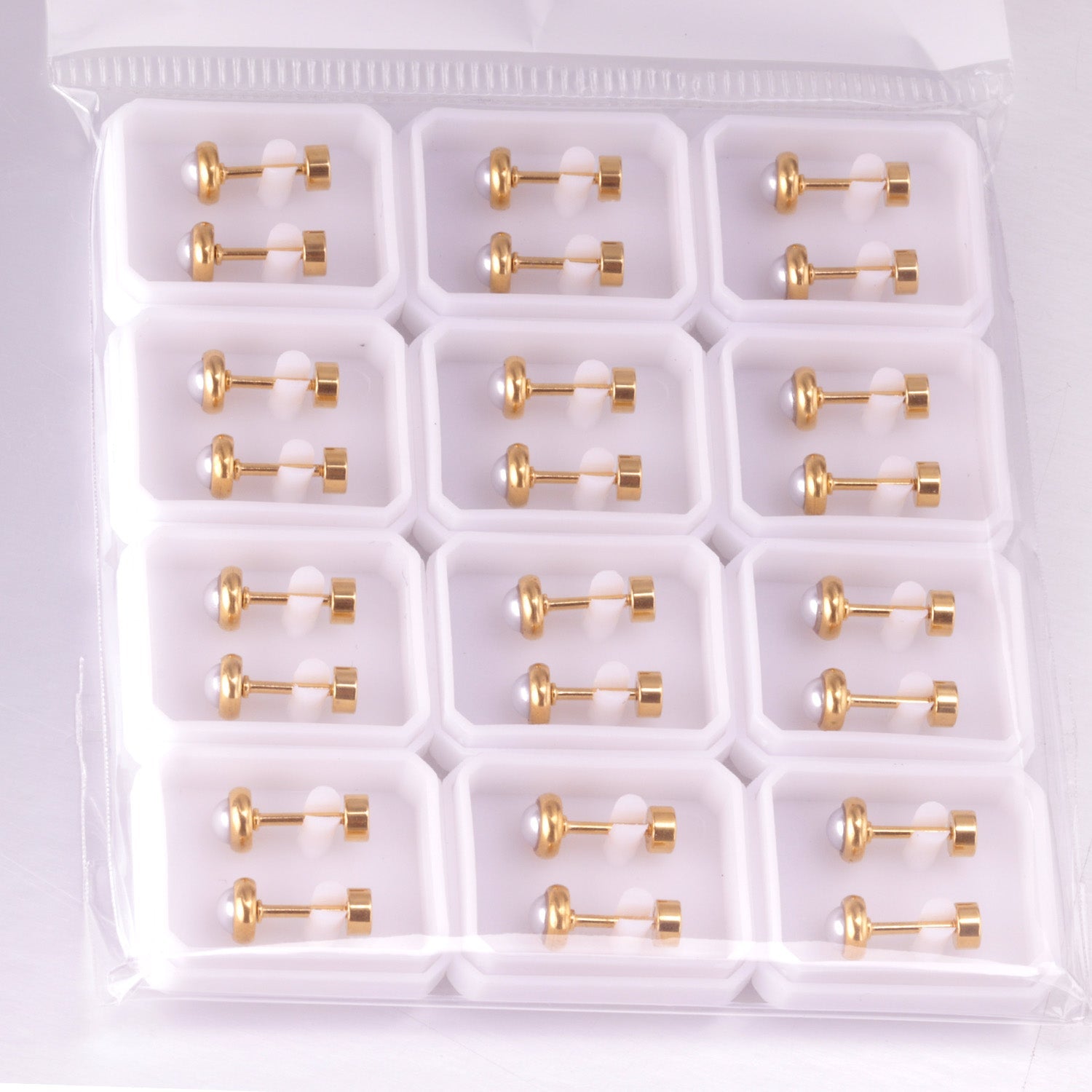 Clara Mother of Pearl Flat Back Studs -Gold