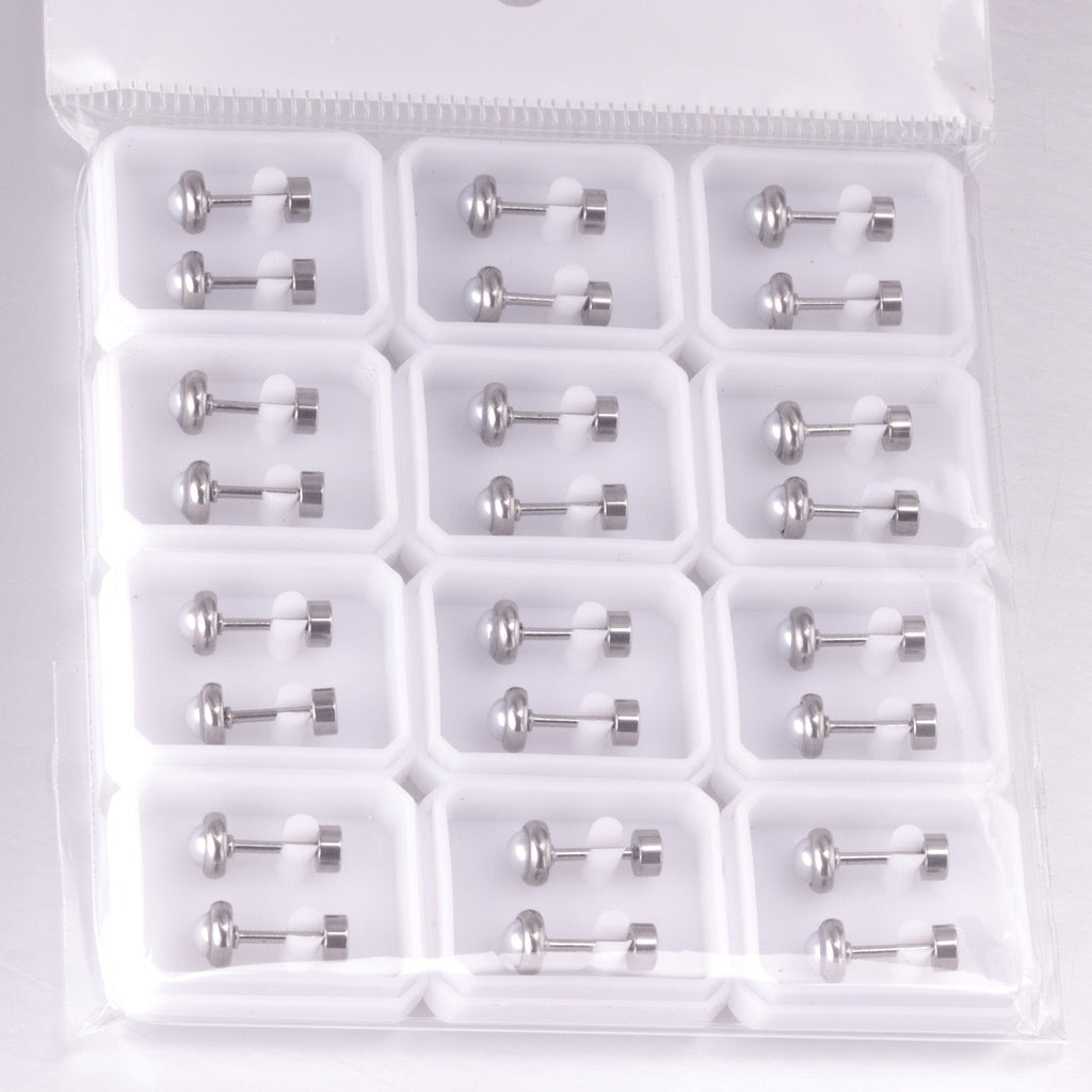 Clara Mother of Pearl Flat Back Studs -Silver