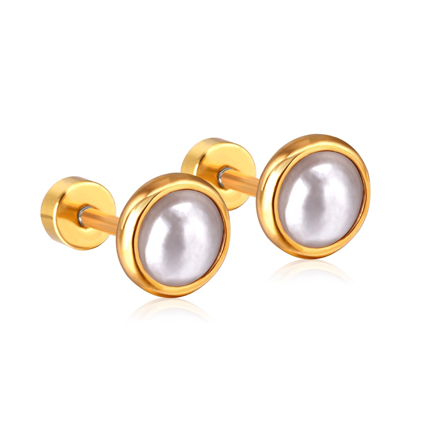 Clara Mother of Pearl Flat Back Studs -Gold