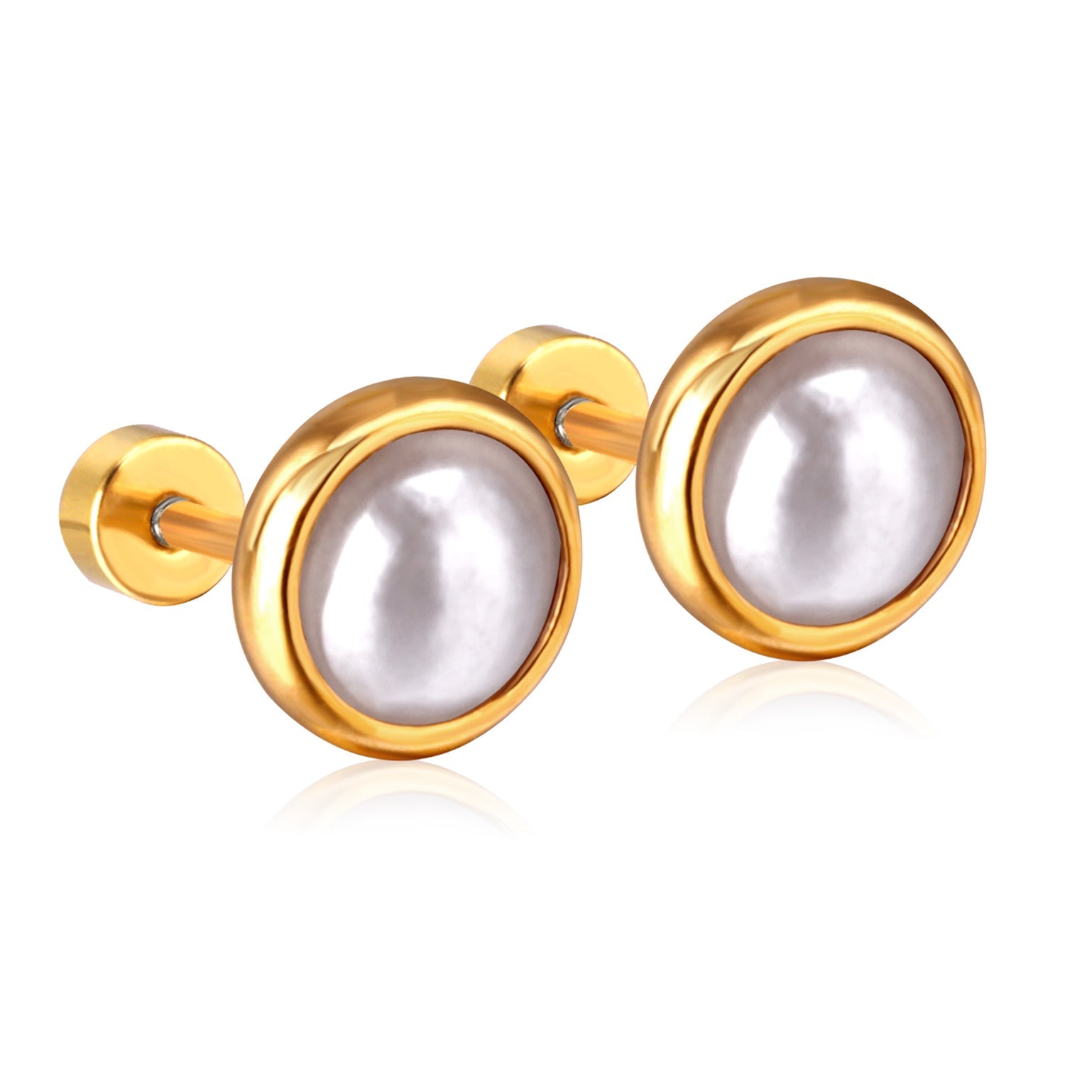 Clara Mother of Pearl Flat Back Studs -Gold