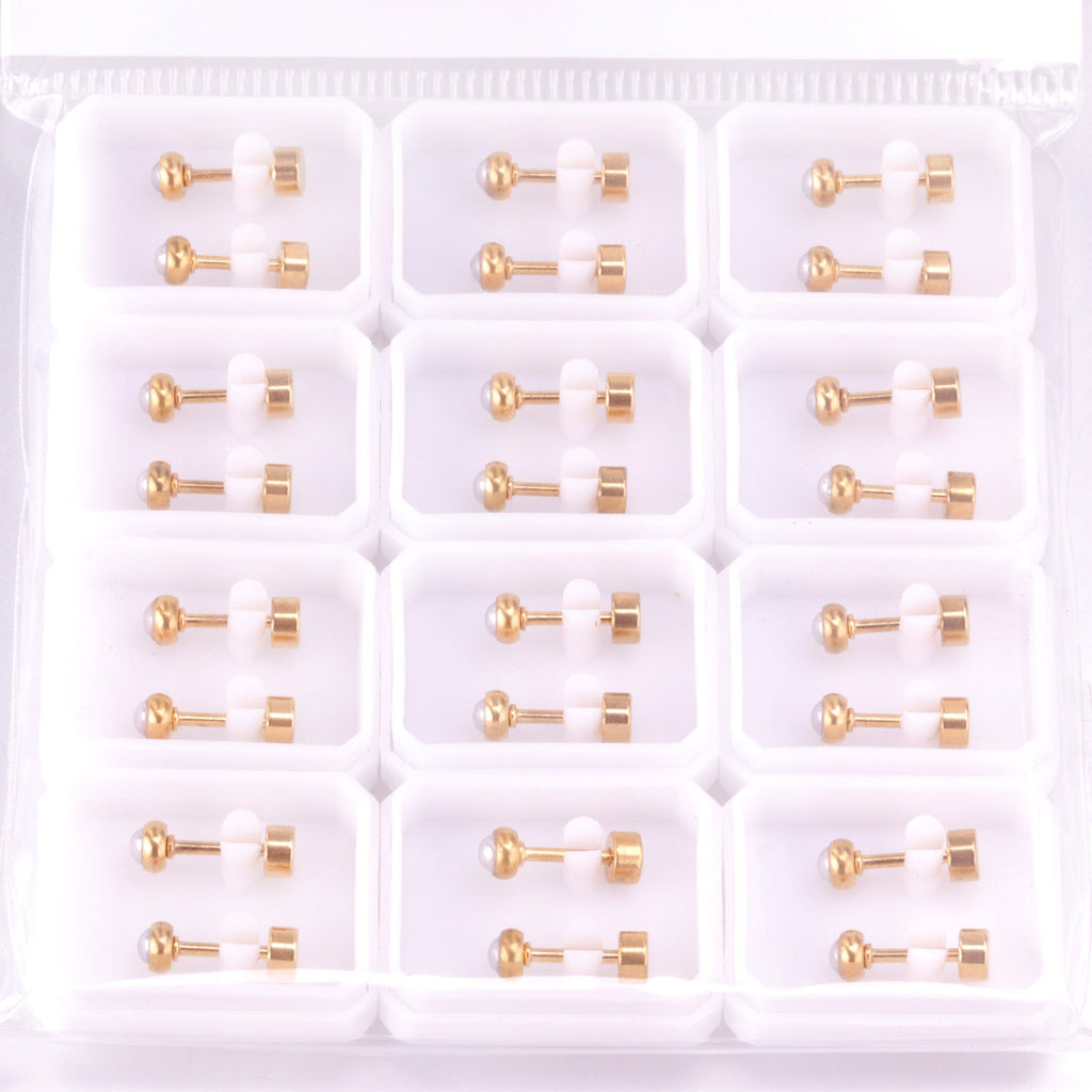 Clara Mother of Pearl Flat Back Studs -Gold