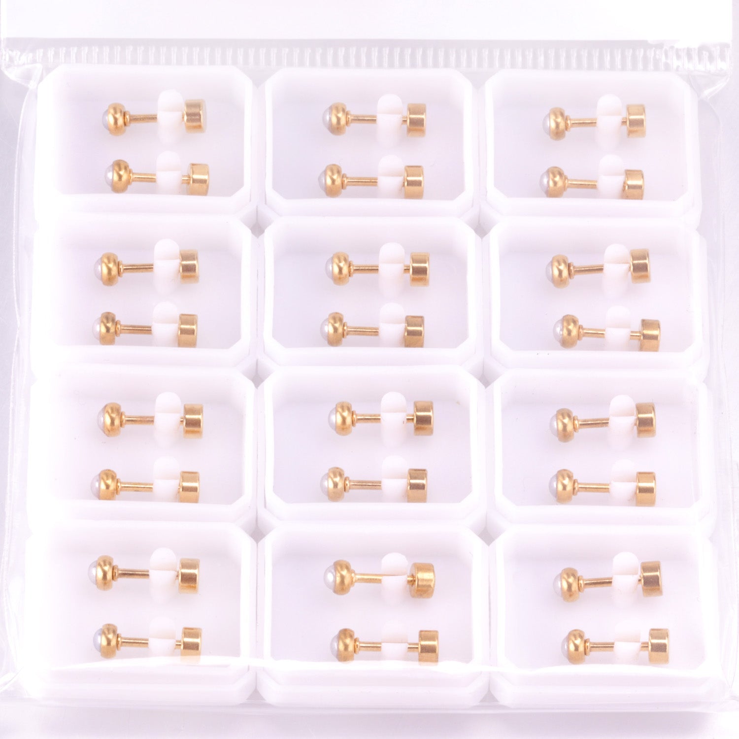 Clara Mother of Pearl Flat Back Studs -Gold