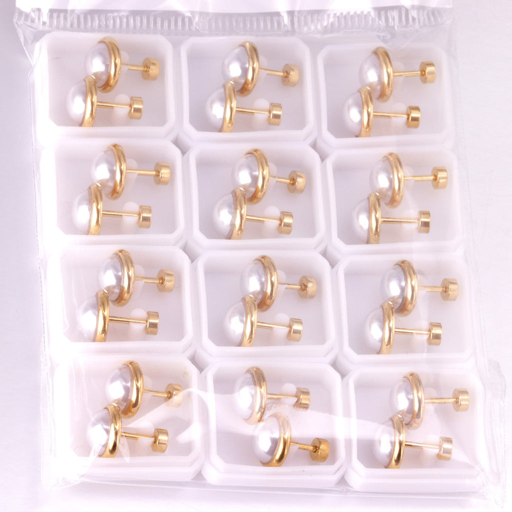 Clara Mother of Pearl Flat Back Studs -Gold