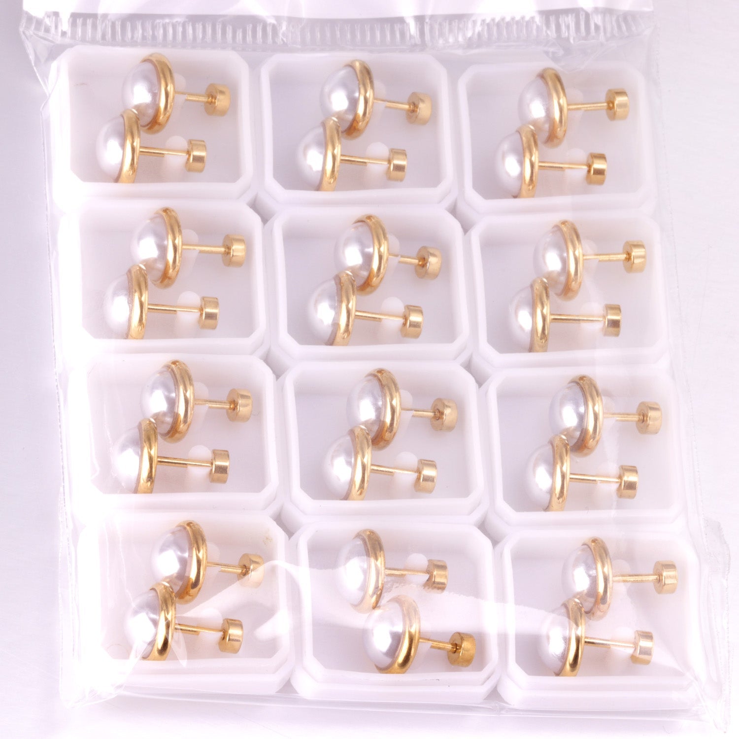 Clara Mother of Pearl Flat Back Studs -Gold