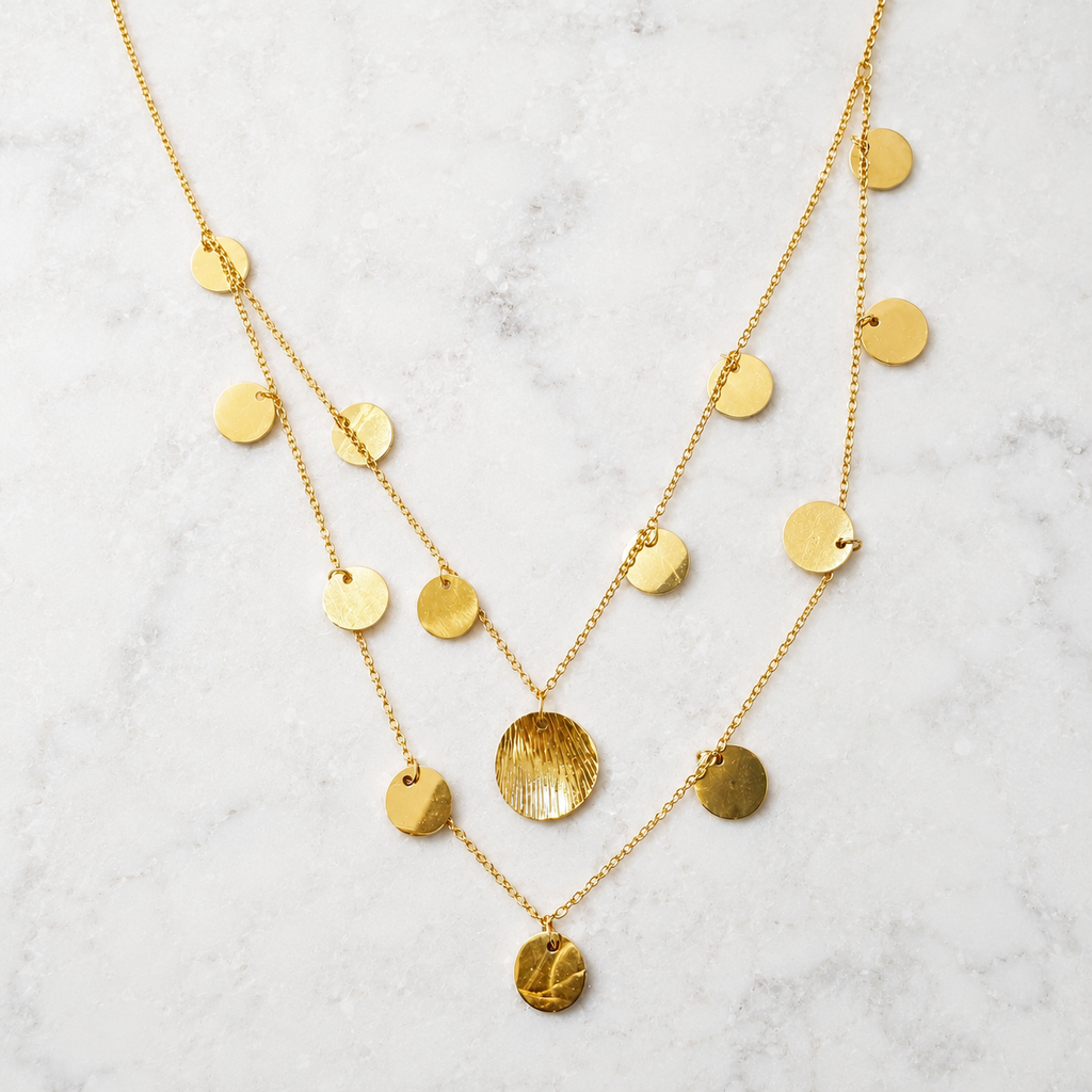 Maya Disc Necklace | Waterproof 18k Gold