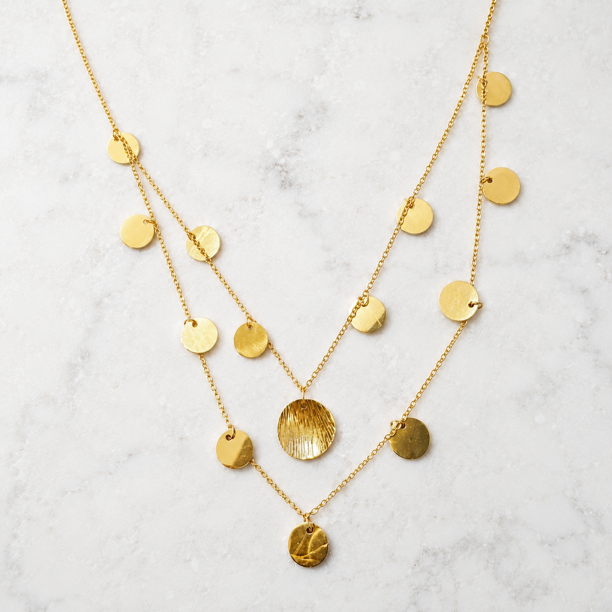 Maya Disc Necklace | Waterproof 18k Gold