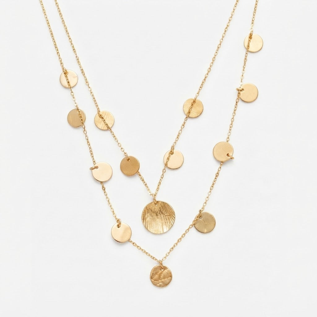 Maya Disc Necklace | Waterproof 18k Gold