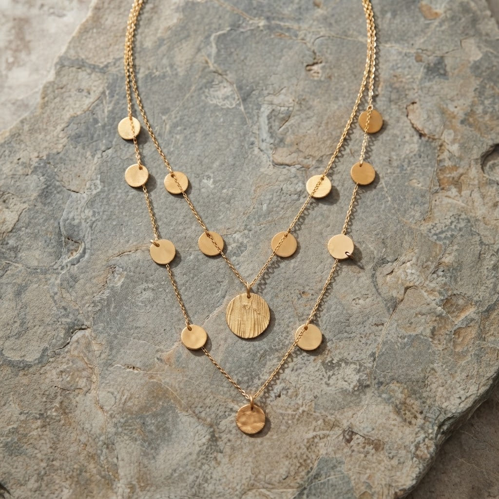 Maya Disc Necklace | Waterproof 18k Gold