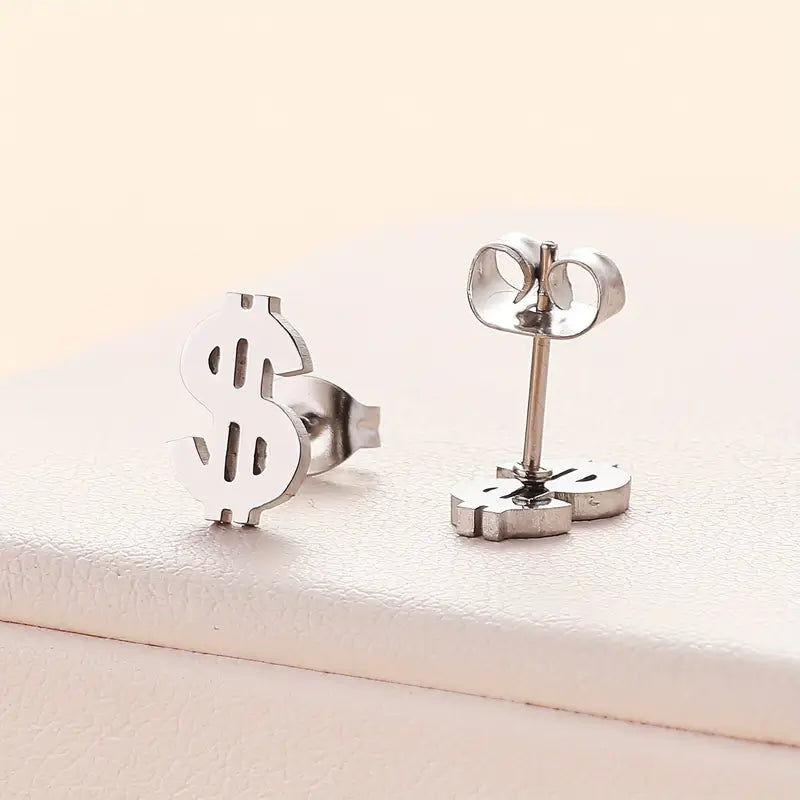 Aubrey Dollar Studs | Waterproof Steel Silver