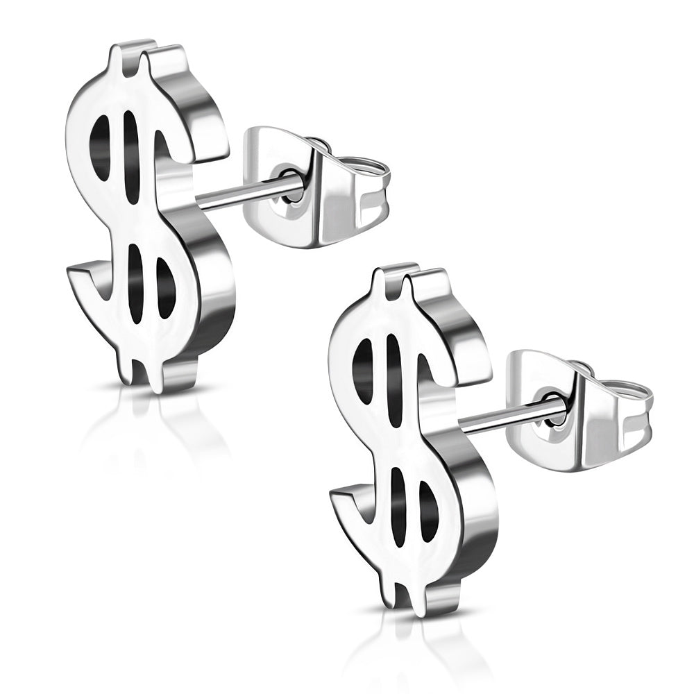 Aubrey Dollar Studs | Waterproof Steel Silver