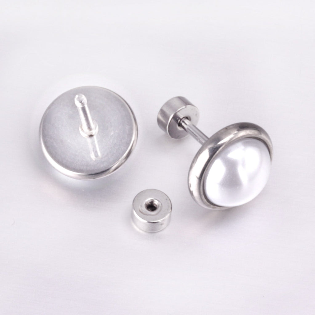 Clara Mother of Pearl Flat Back Studs -Silver