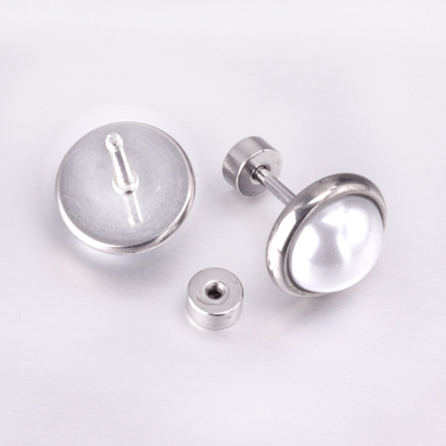 Clara Mother of Pearl Flat Back Studs -Silver