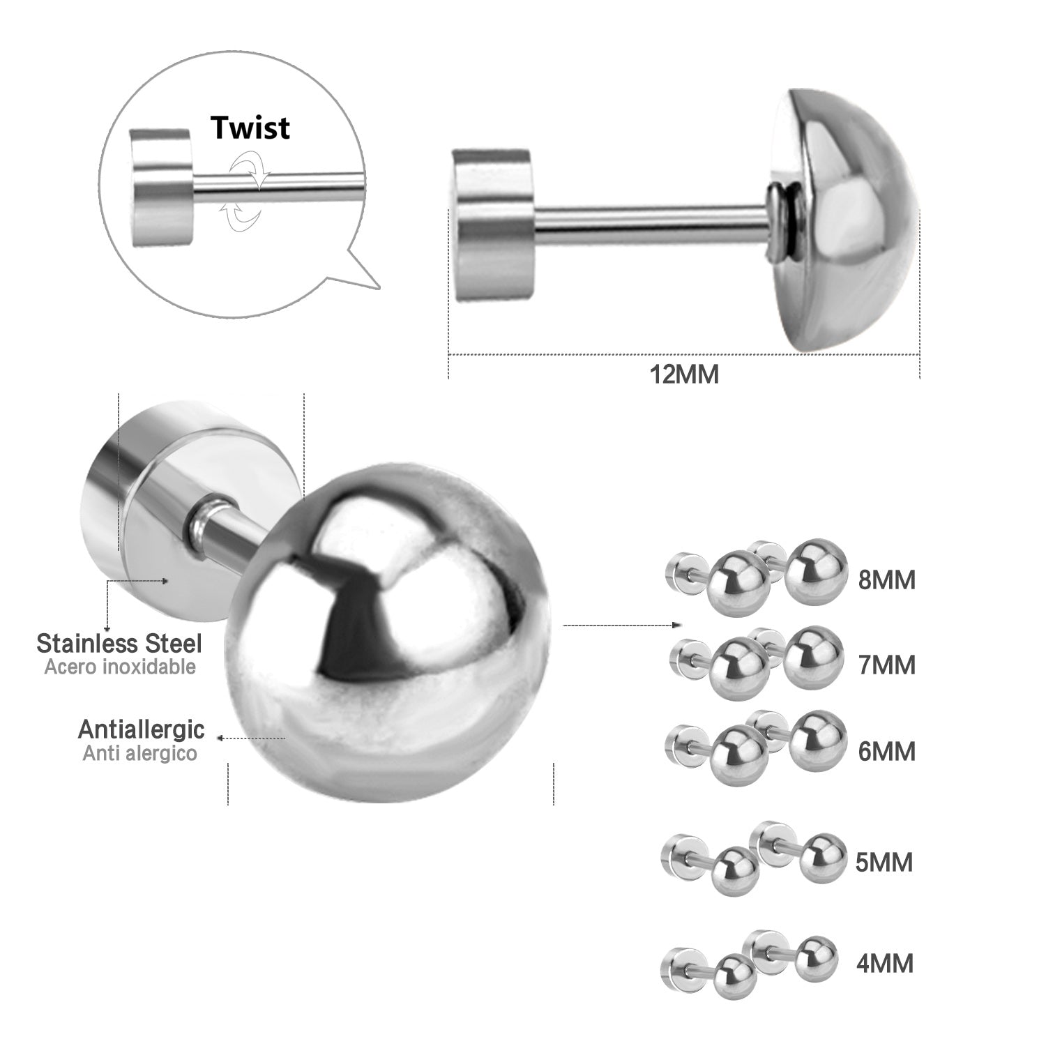 Aurora Round Belly Flat Back Studs