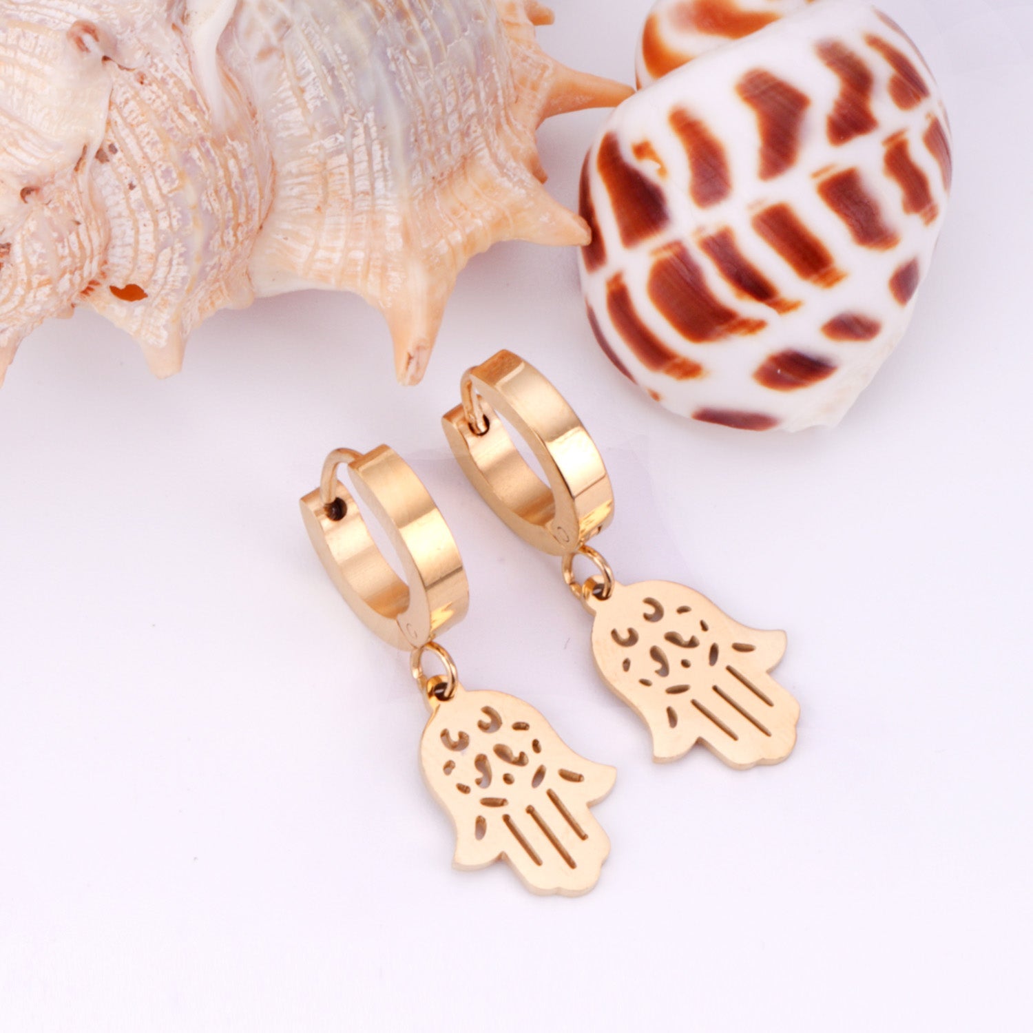 Hermione Hamsa Hand Hoops