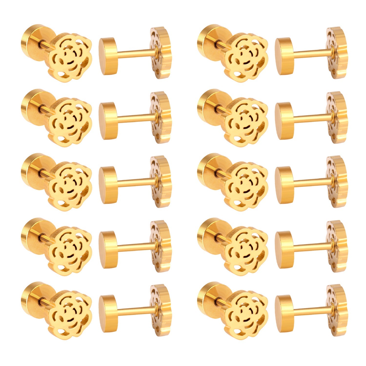 Dora Rose Flower	Flat Back Studs