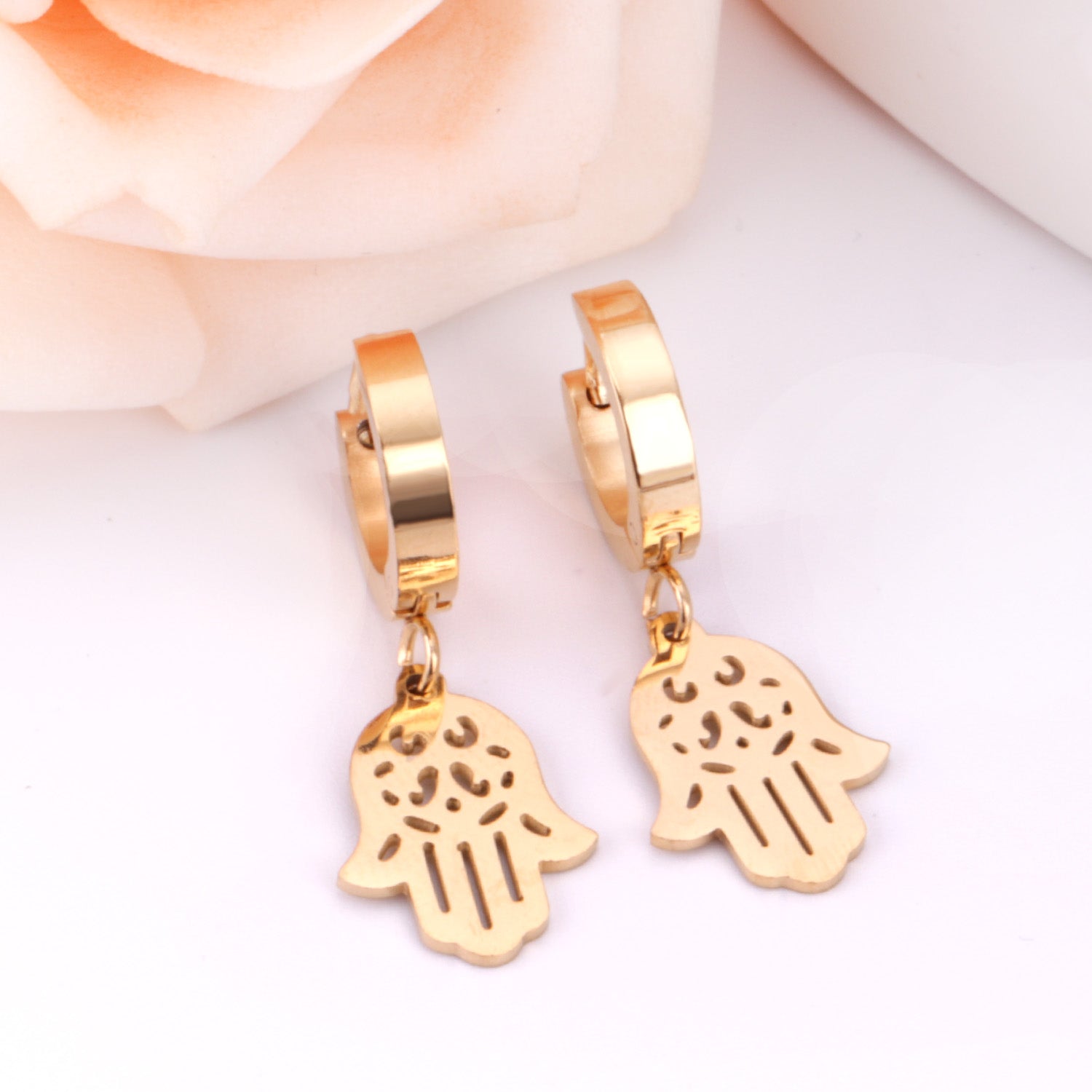 Hermione Hamsa Hand Hoops