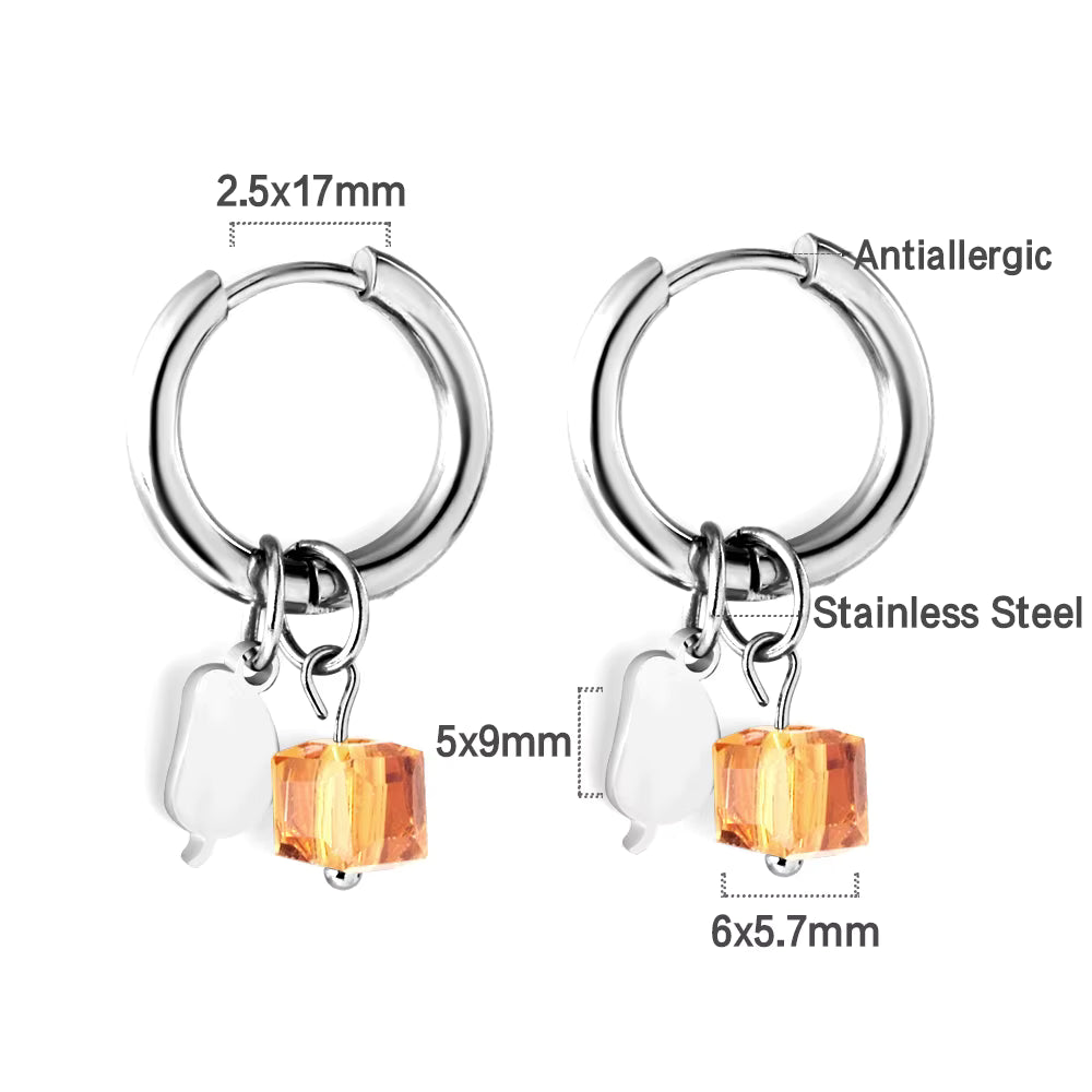 Elle Amber Orange Hoops | Waterproof Waterproof Silver