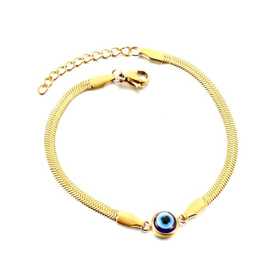 Freya Evil Eye Chain Bracelet | Waterproof Silver Steel