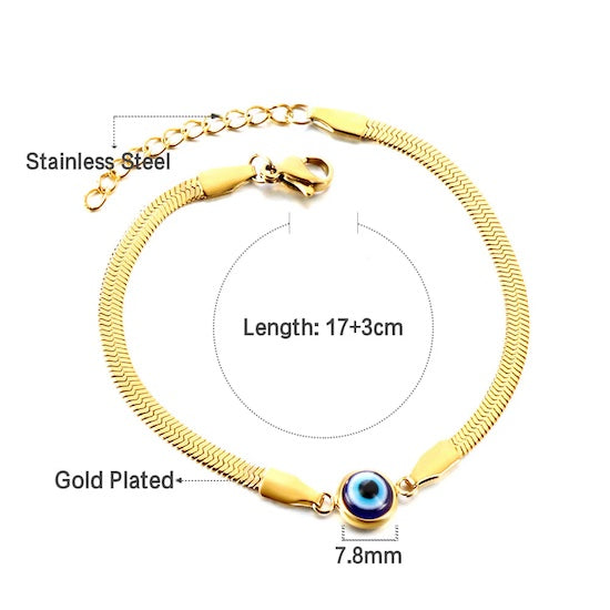 Freya Evil Eye Chain Bracelet | Waterproof Silver Steel