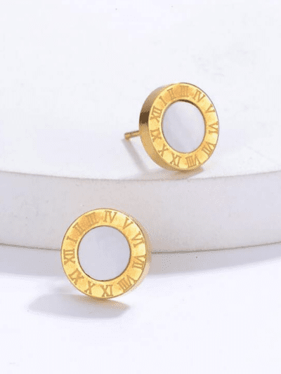 Eloá	Roman Numeral Round Studs -Gold