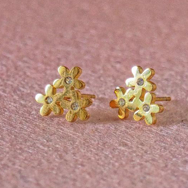 Angelina Triple Bloom Studs | Waterproof 18k Gold & Silver
