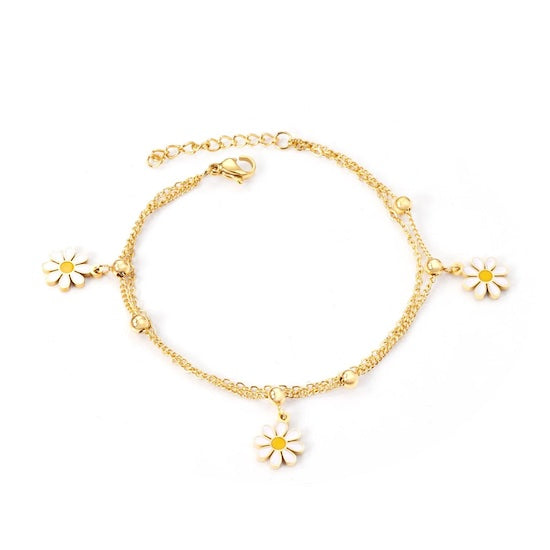 Helena daisy charms Bracelet | Waterproof 18K Gold