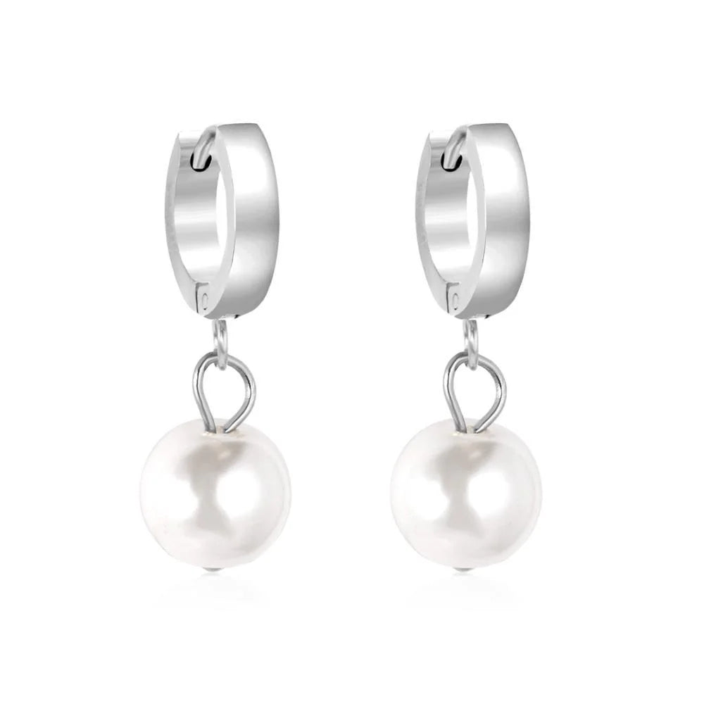 Aval Pearl Huggie Hoops