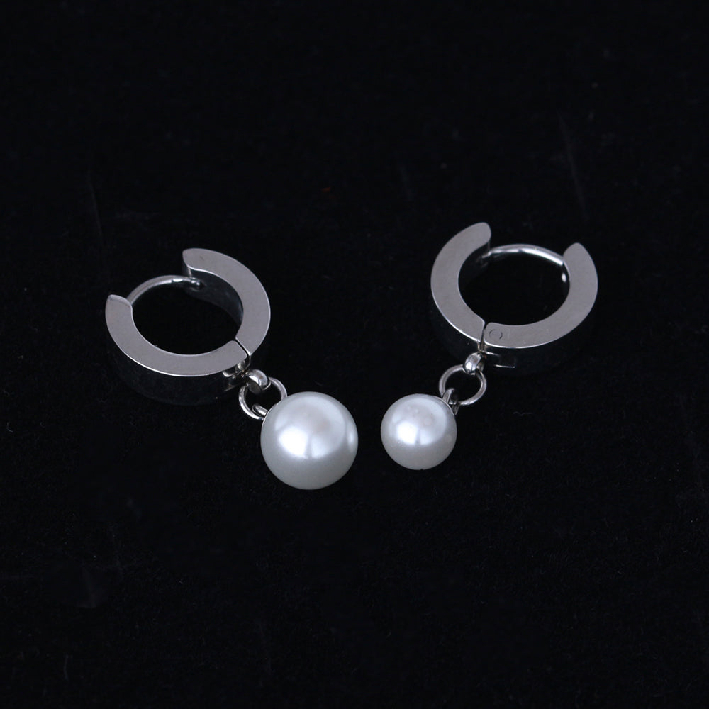 Aval Pearl Huggie Hoops