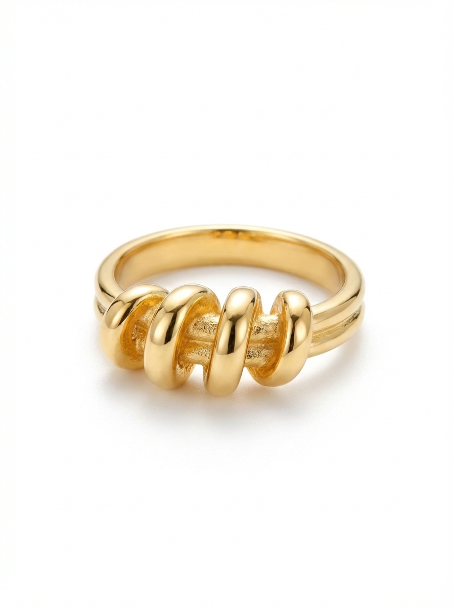 Avan Coil Wrap Adjustable Ring | Waterproof 18k Gold