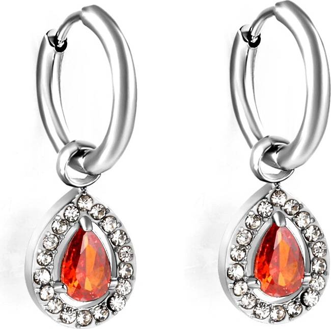 Bloom Red Ruby Huggie Hoops