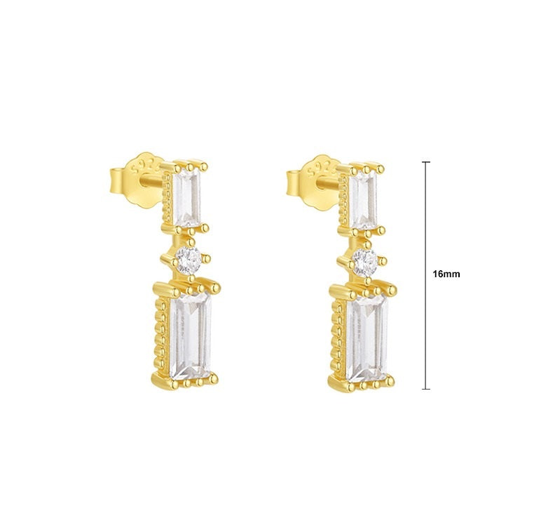 Sitara Emerald Cut Crystal Drops Earring