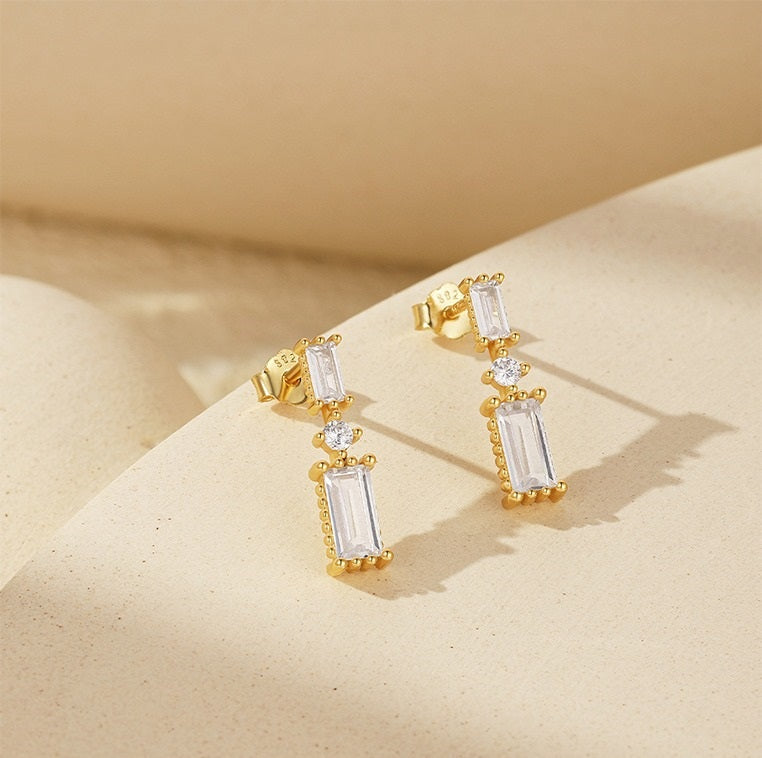 Sitara Emerald Cut Crystal Drops Earring