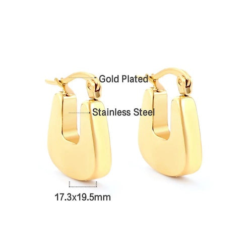 Mirela Chunky U Shape Hoops | Waterproof 18K Gold & Silver