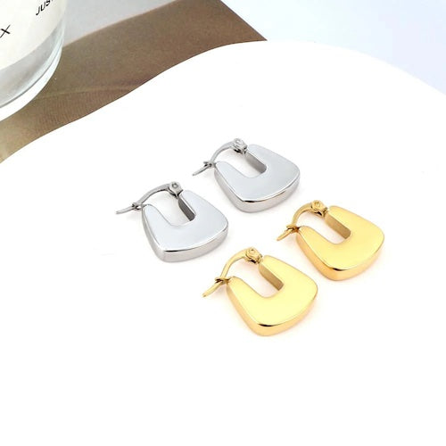 Mirela Chunky U Shape Hoops | Waterproof 18K Gold & Silver