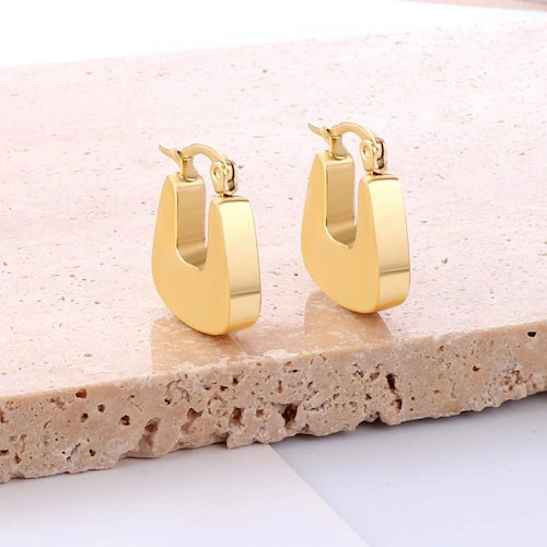 Mirela Chunky U Shape Hoops | Waterproof 18K Gold & Silver