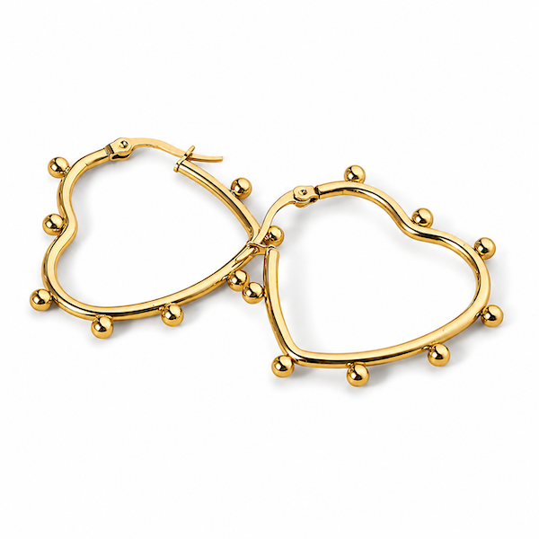 Manya Beaded Heart Hoops | Waterproof 18K Gold